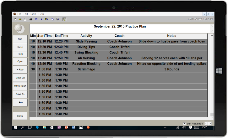 Volleyball Practice Planner